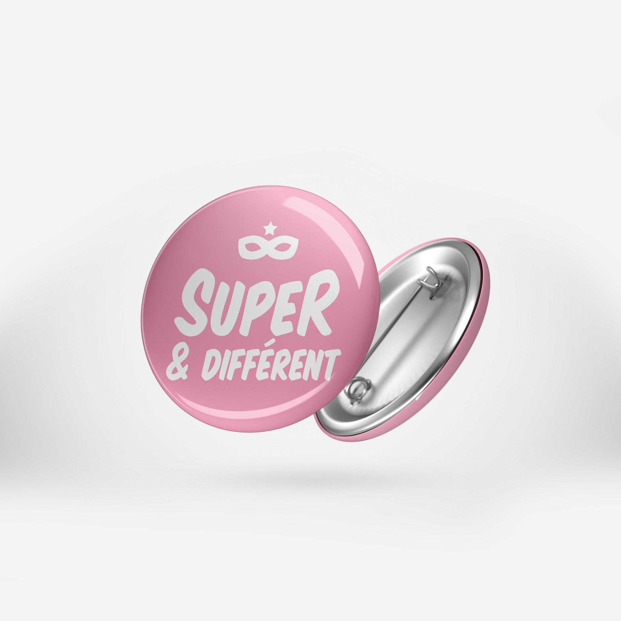 Badge SUPER & DIFFERENT - Ø 32mm Rose