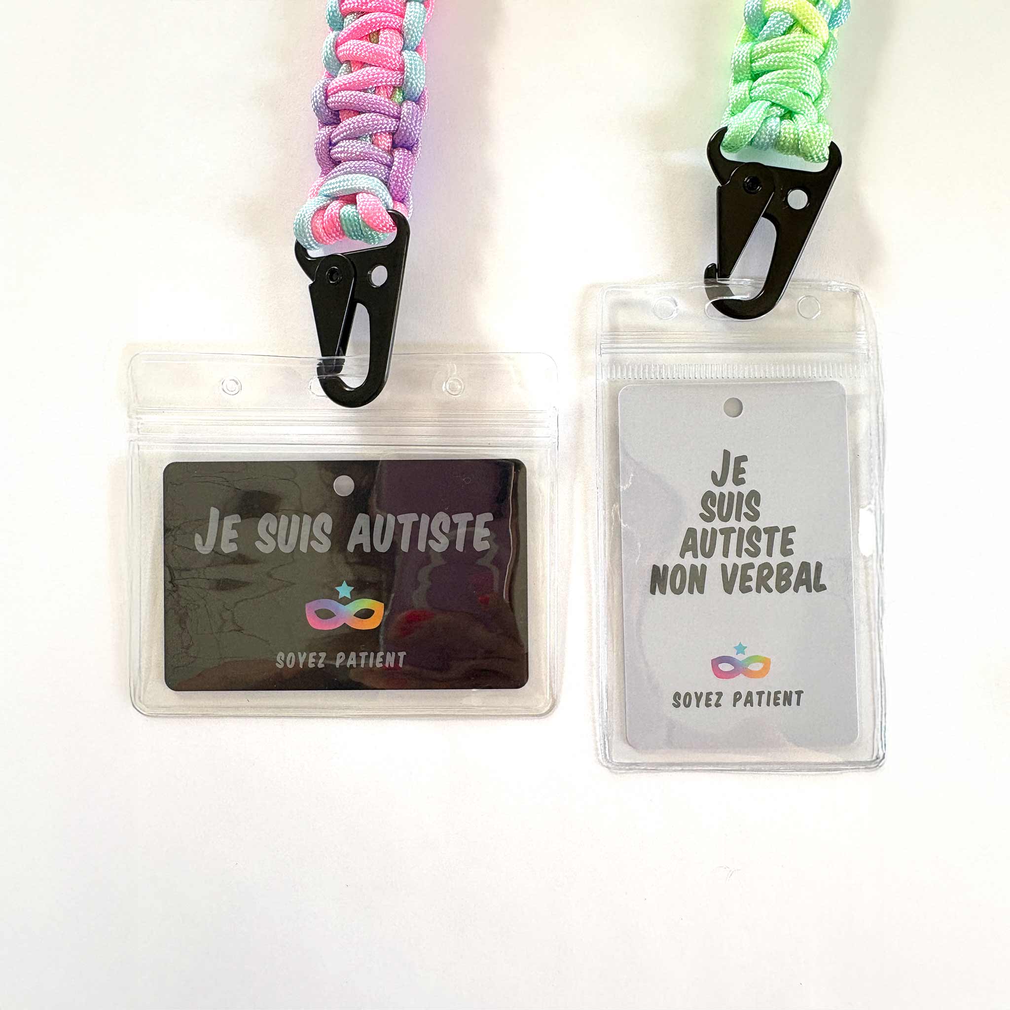 Tour de Cou : Cordon tressé multicolore - "Je suis Autiste"